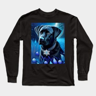 Black Labrador Blue Glow Long Sleeve T-Shirt